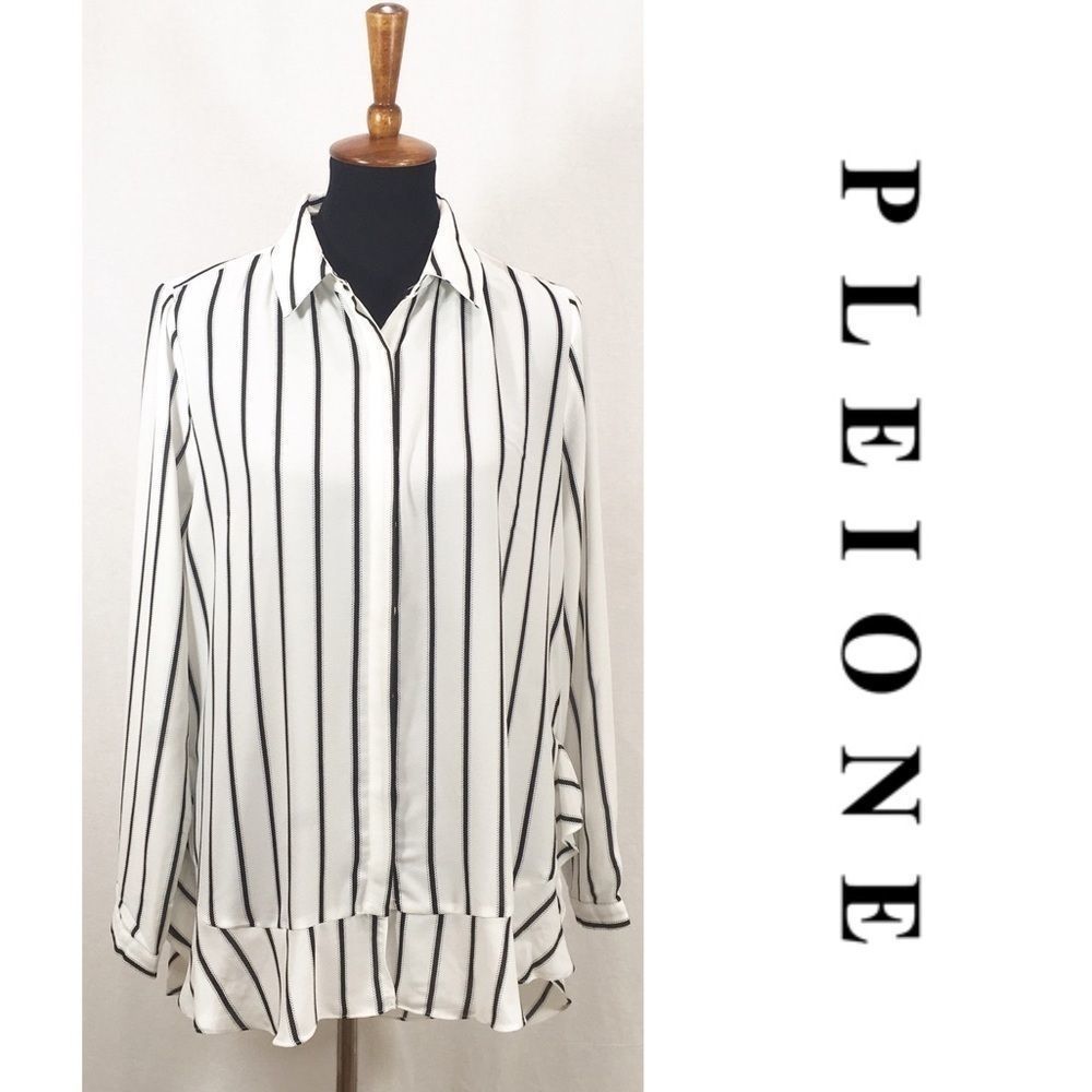 Pleione Striped Button Down Top